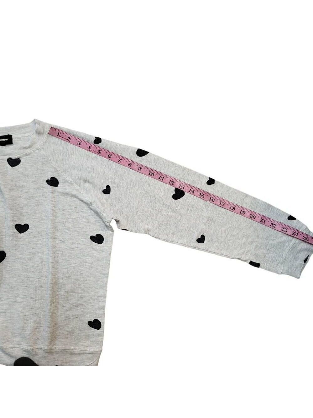 Monrow‎ Heart Print Sweatshirt - Ash sz med - Picture 6 of 8